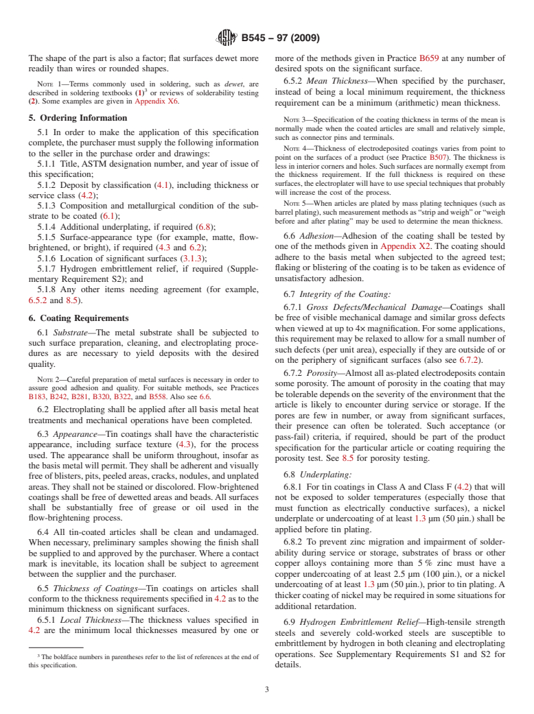 ASTM B545-97(2009) - Standard Specification for Electrodeposited Coatings of Tin