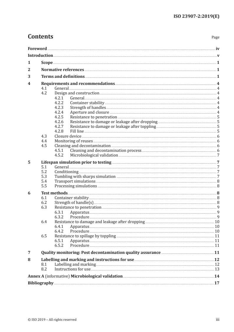 ISO 23907-2:2019 - Sharps injury protection — Requirements and test methods — Part 2: Reusable sharps containers
Released:11/15/2019