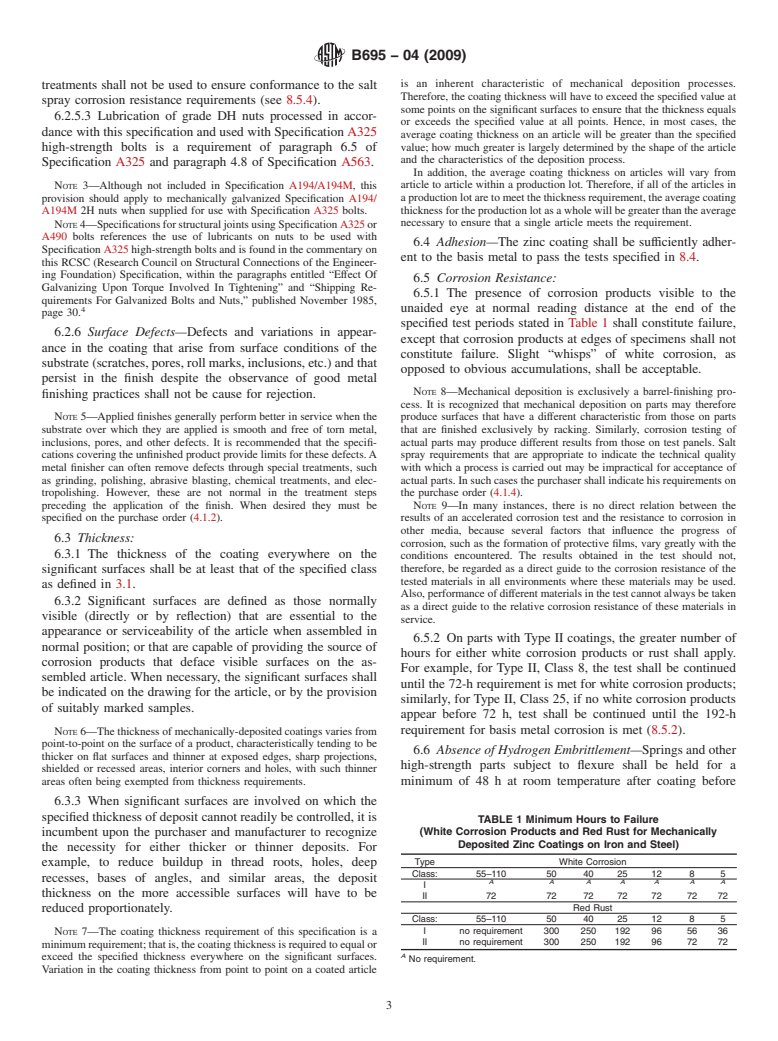 ASTM B695-04(2009) - Standard Specification for Coatings of Zinc Mechanically Deposited on Iron and Steel