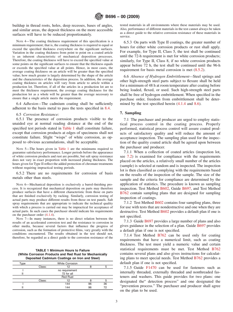 ASTM B696-00(2009) - Standard Specification for Coatings of Cadmium Mechanically Deposited