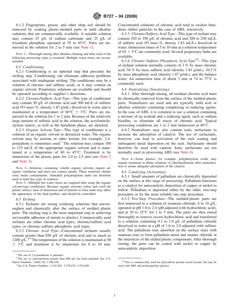 ASTM B727-04(2009) - Standard Practice for Preparation of Plastics Materials for Electroplating