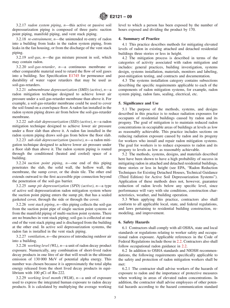 ASTM E2121-09 - Standard Practice for Installing Radon Mitigation Systems in Existing Low-Rise Residential Buildings