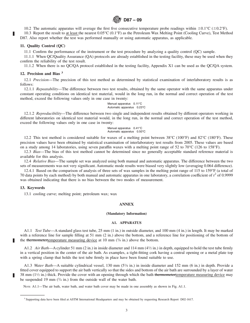 REDLINE ASTM D87-09 - Standard Test Method for Melting Point of Petroleum Wax (Cooling Curve)