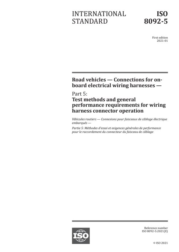 ISO 8092-5:2021 - Road vehicles -- Connections for on-board electrical wiring harnesses