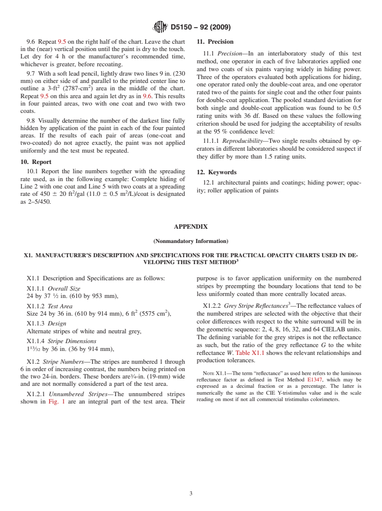 ASTM D5150-92(2009) - Standard Test Method for Hiding Power of Architectural Paints Applied by Roller