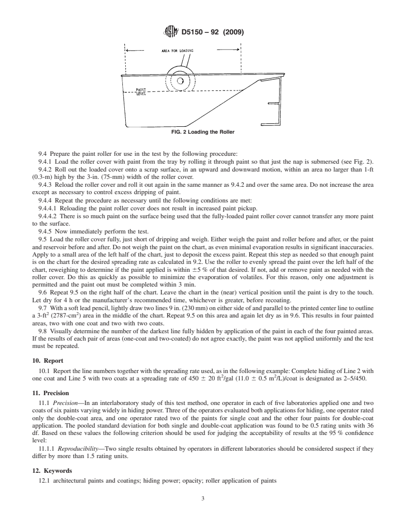 REDLINE ASTM D5150-92(2009) - Standard Test Method for Hiding Power of Architectural Paints Applied by Roller