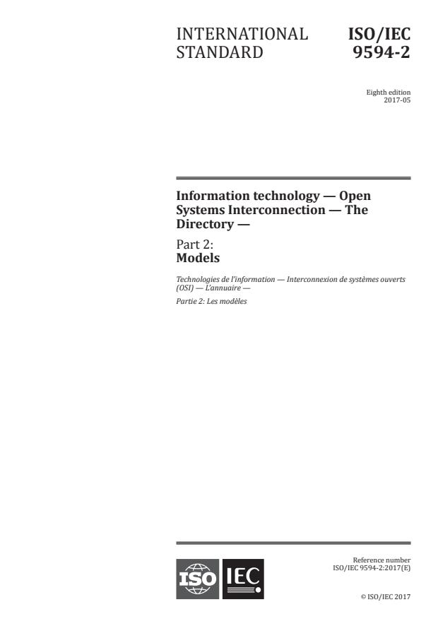 ISO/IEC 9594-2:2017 - Information technology -- Open Systems Interconnection -- The Directory