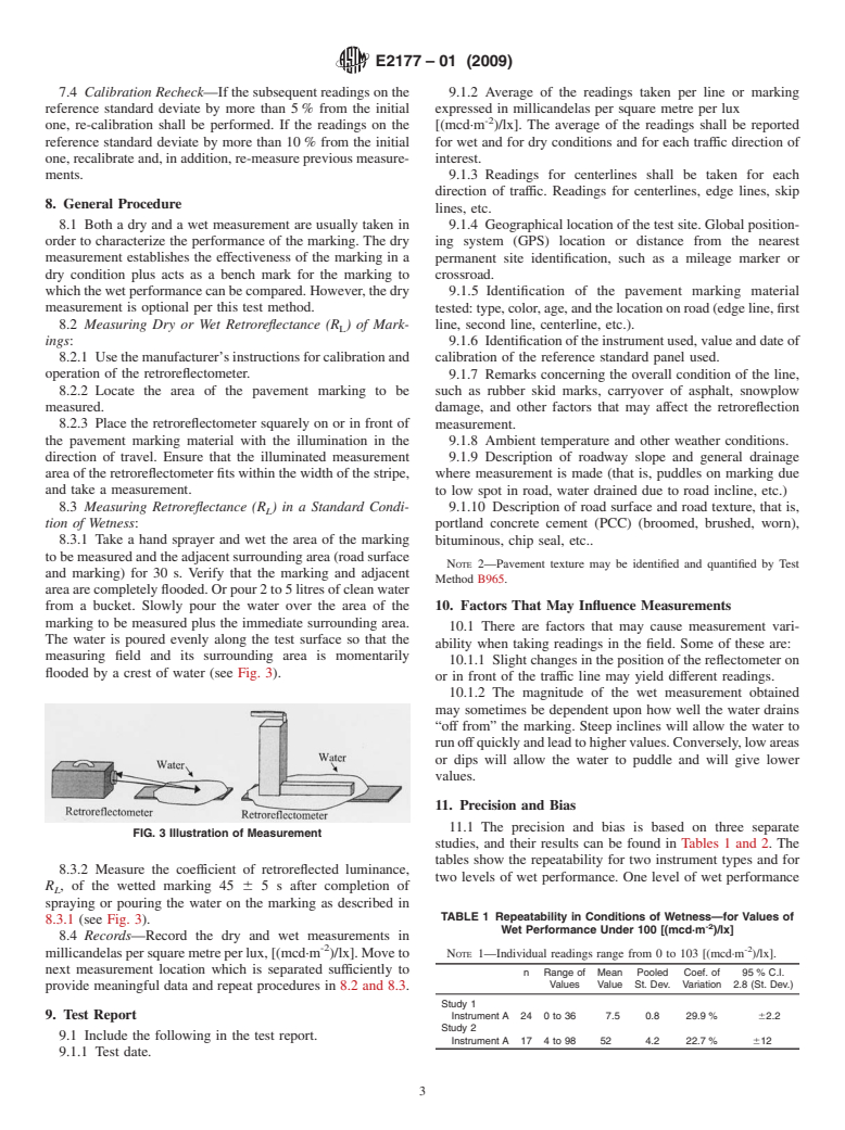 ASTM E2177-01(2009) - Standard Test Method for Measuring the Coefficient of Retroreflected Luminance (R<sub>L</sub>) of Pavement Markings in a Standard Condition of Wetness