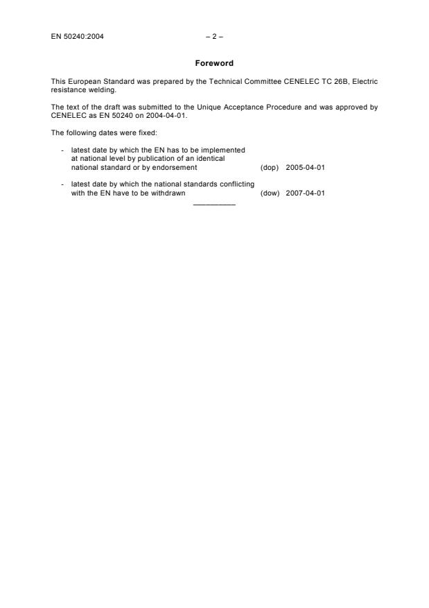 EN 50240:2004 EN 50240:2005 - Page 4 preview