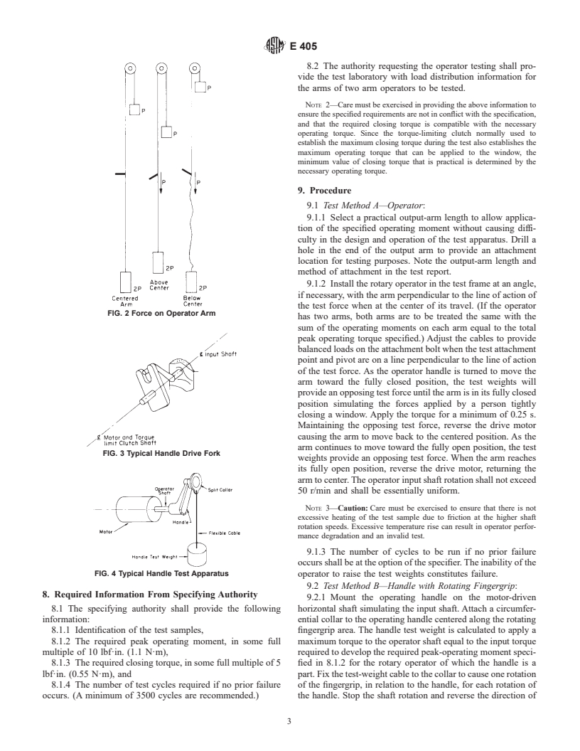 ASTM E405-89(1996)e1 - Standard Test Methods for Wear Testing Rotary Operators for Windows