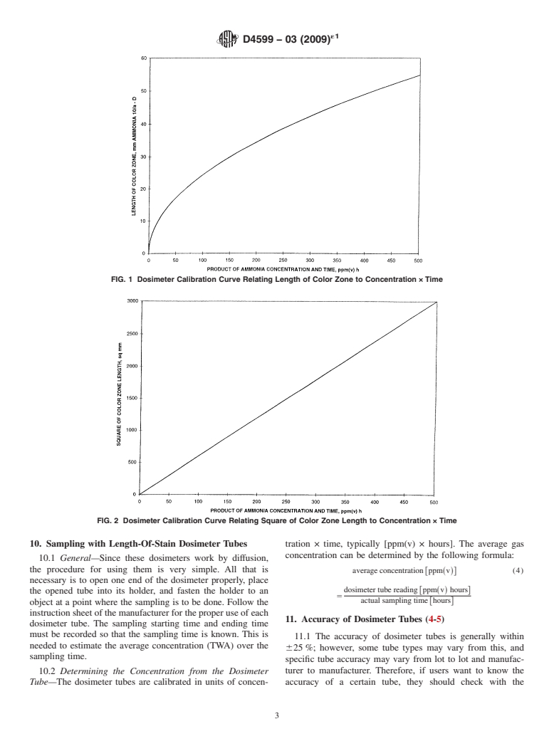 ASTM D4599-03(2009)e1 - Standard Practice for Measuring the Concentration of Toxic Gases or Vapors Using Length-of-Stain Dosimeters