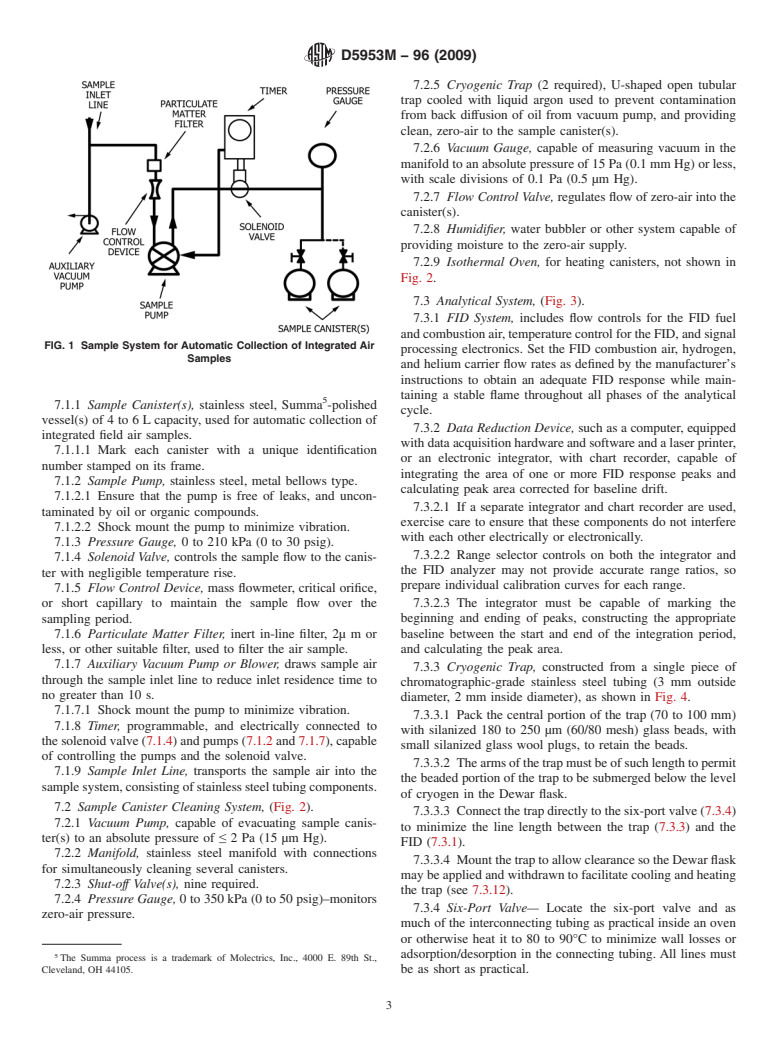 ASTM D5953M-96(2009) - Standard Test Method for Determination of Non-Methane Organic Compounds (NMOC) in Ambient Air Using Cryogenic Preconcentration and Direct Flame Ionization Detection Method (Metric)