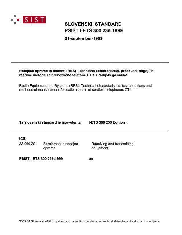 P I-ETS 300 235:1999