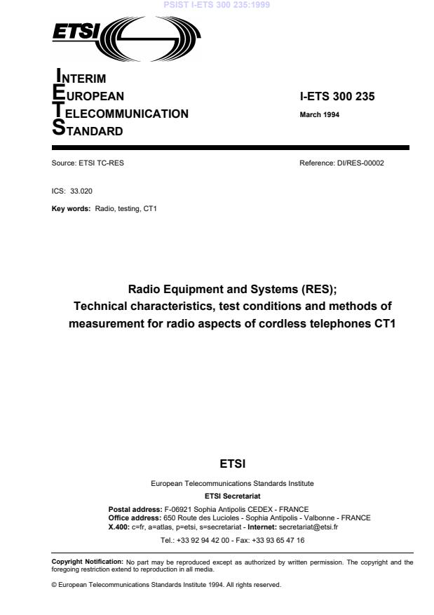P I-ETS 300 235:1999
