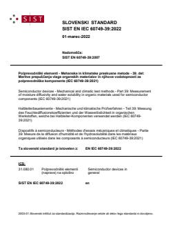 SIST EN IEC 60749-39:2022 - Page 1 preview