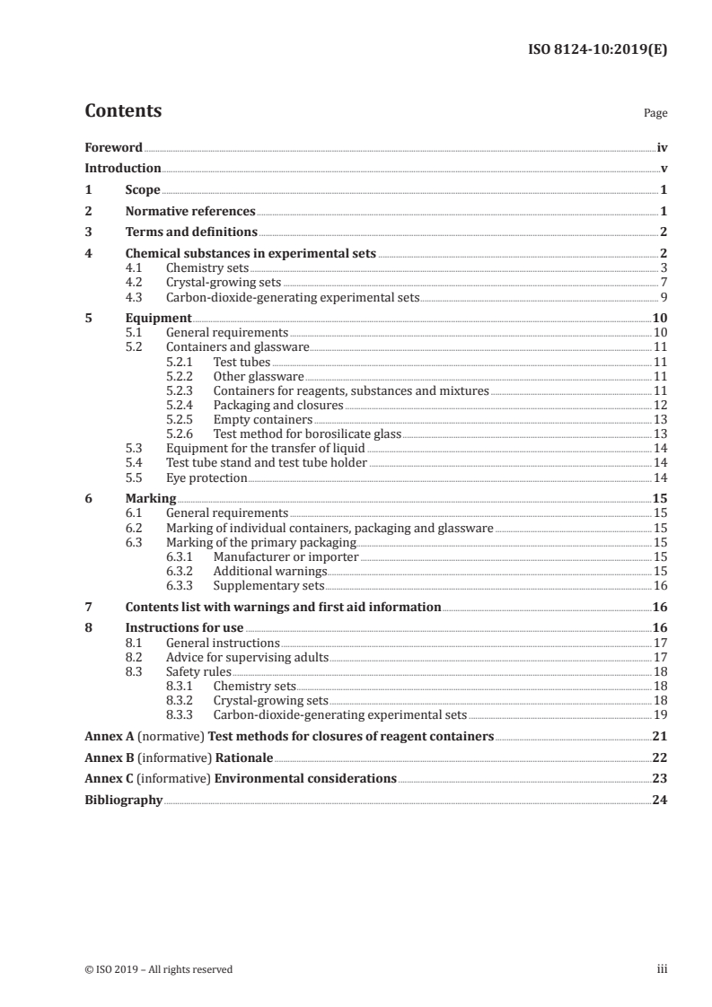 ISO 8124-10:2019 ISO 8124-10:2019 - Safety of toys — Part 10: Experimental sets for chemistry and related activities
Released:5/3/2019