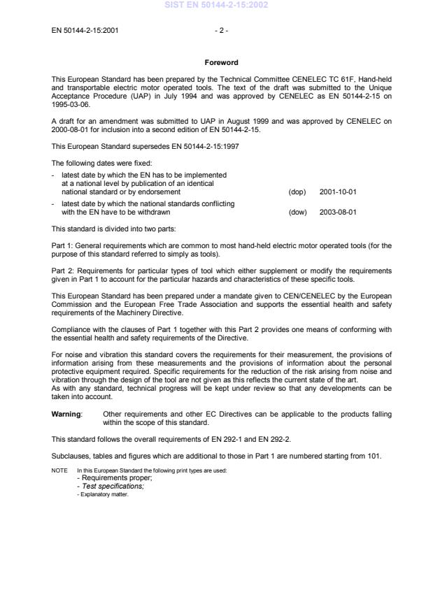 EN 50144-2-15:2001 EN 50144-2-15:2002 - Page 4 preview