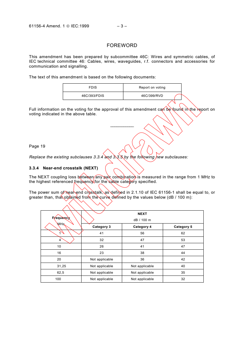 IEC 61156-4:1995/AMD1:1999 - Amendment 1 - Multicore and symmetrical pair/quad cables for digital communications - Part 4: Riser cables - Sectional specification
Released:12/22/1999
Isbn:2831850894