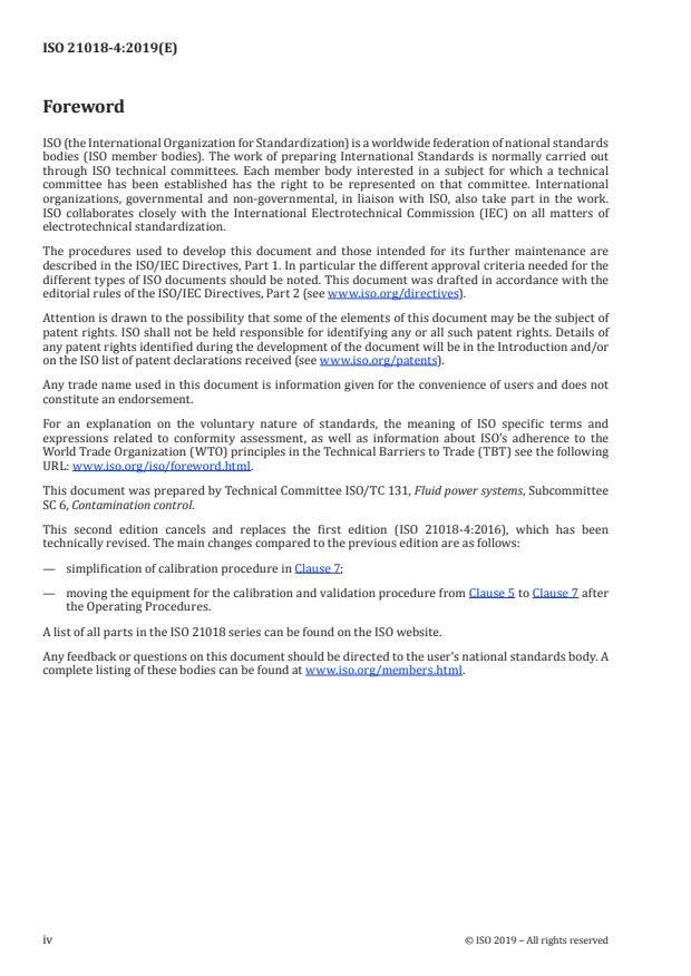 ISO 21018-4:2019 ISO 21018-4:2019 - Hydraulic fluid power -- Monitoring the level of particulate contamination in the fluid - Page 4 preview