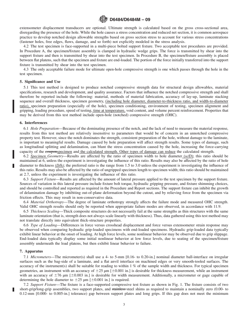 REDLINE ASTM D6484/D6484M-09 - Standard Test Method for Open-Hole Compressive Strength of Polymer Matrix Composite Laminates