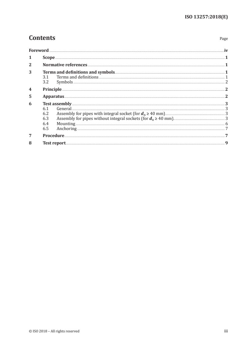 ISO 13257:2018 - Thermoplastics piping systems for non-pressure applications — Test method for resistance to elevated temperature cycling
Released:11/8/2018