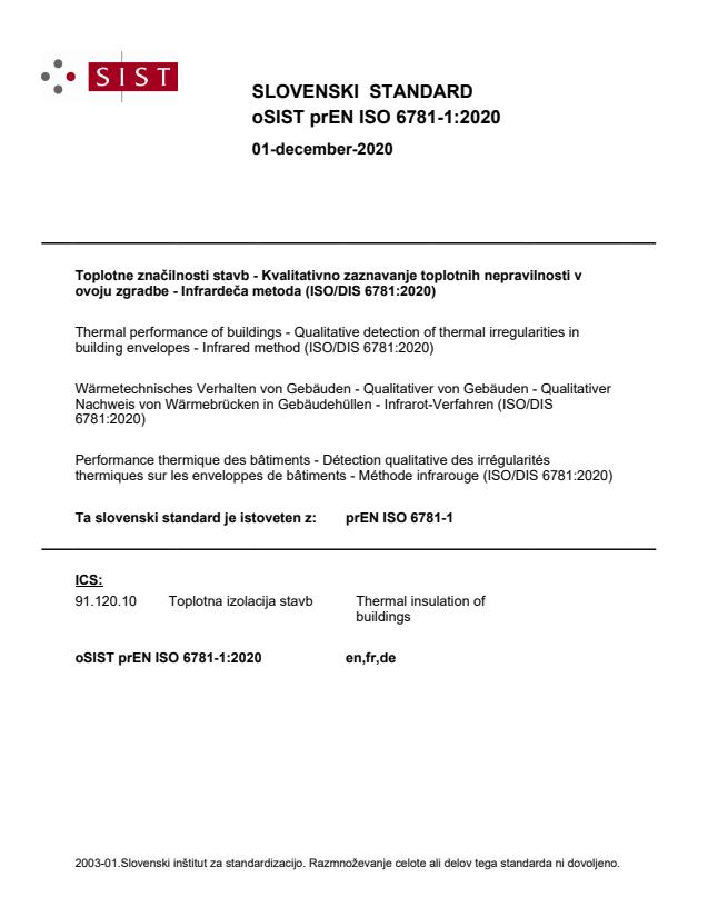 prEN ISO 6781-1:2020 - BARVE