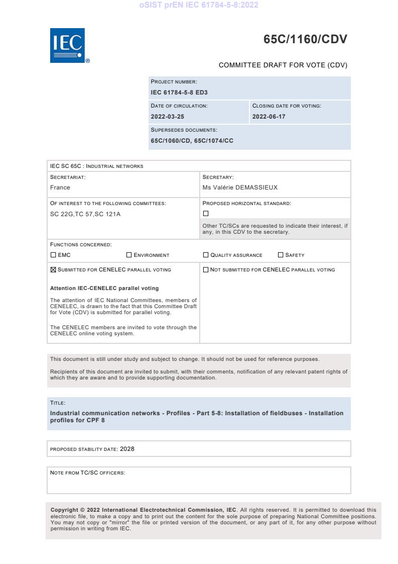 prEN IEC 61784-5-8:2022 - BARVE