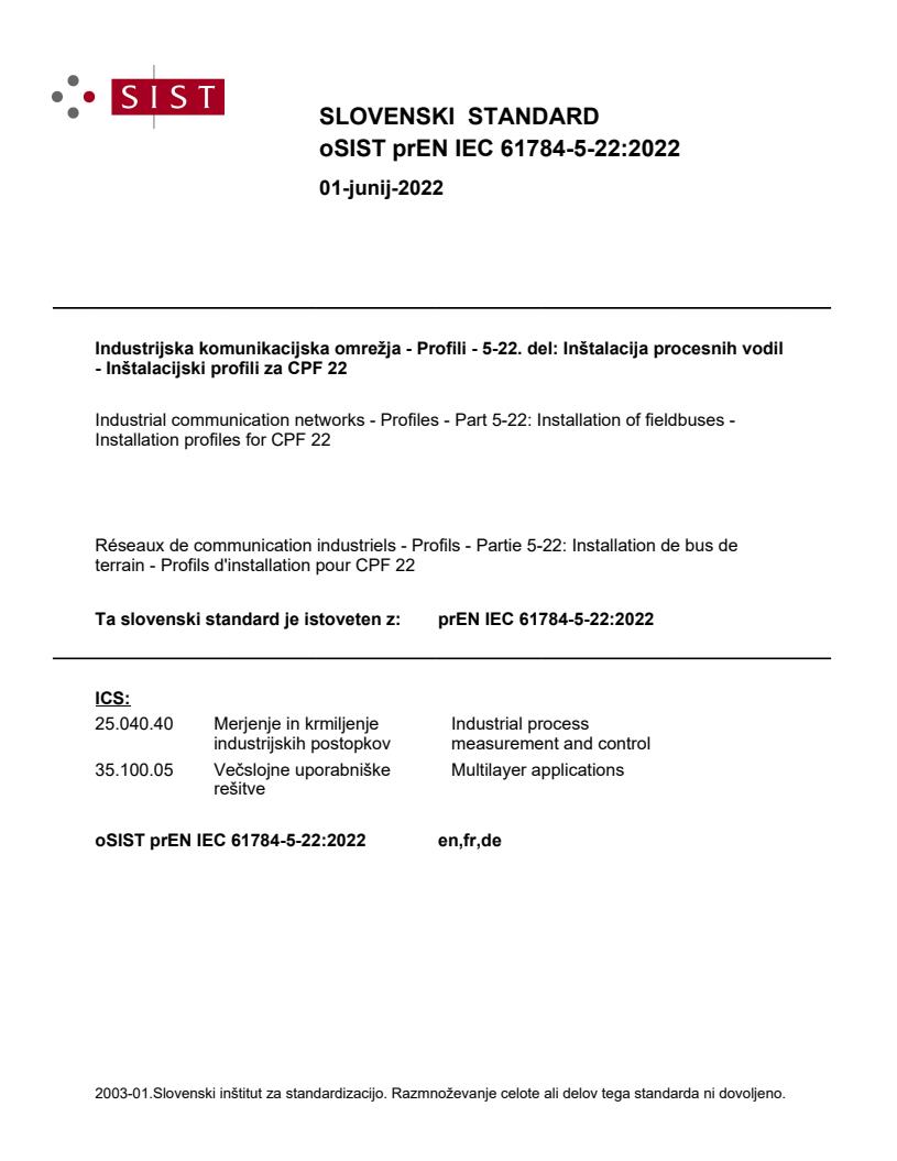 prEN IEC 61784-5-22:2022 - BARVE