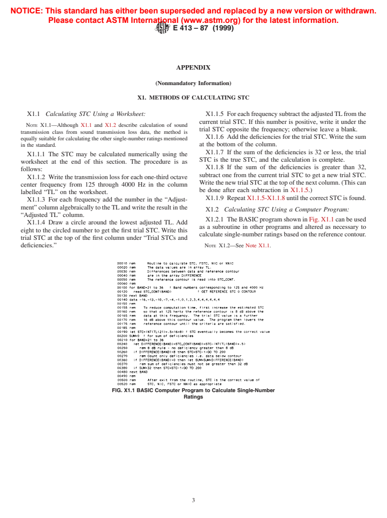 ASTM E413-87(1999) - Classification for Rating Sound Insulation