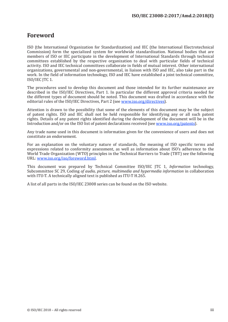 ISO/IEC 23008-2:2017/Amd 2:2018 ISO/IEC 23008-2:2017/Amd 2:2018 - Information technology — High efficiency coding and media delivery in heterogeneous environments — Part 2: High efficiency video coding — Amendment 2: Main 10 still picture profile
Released:3/1/2018