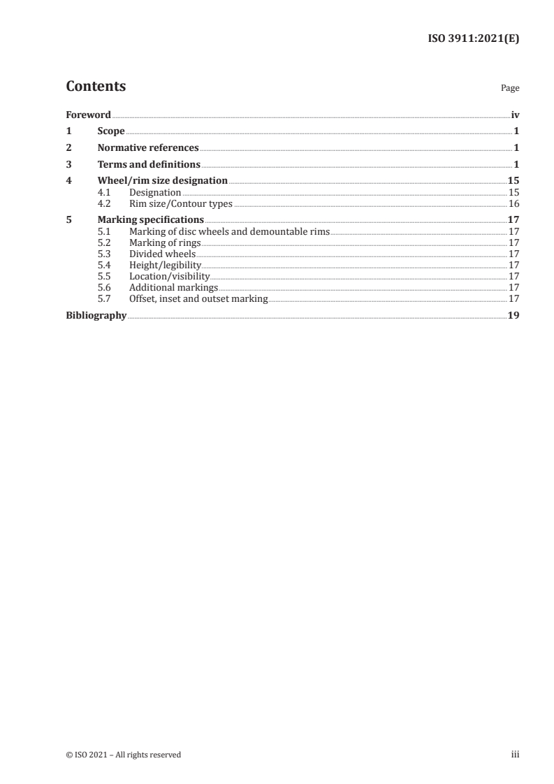 ISO 3911:2021 - Wheels and rims for pneumatic tyres — Vocabulary, designation and marking
Released:6/30/2021