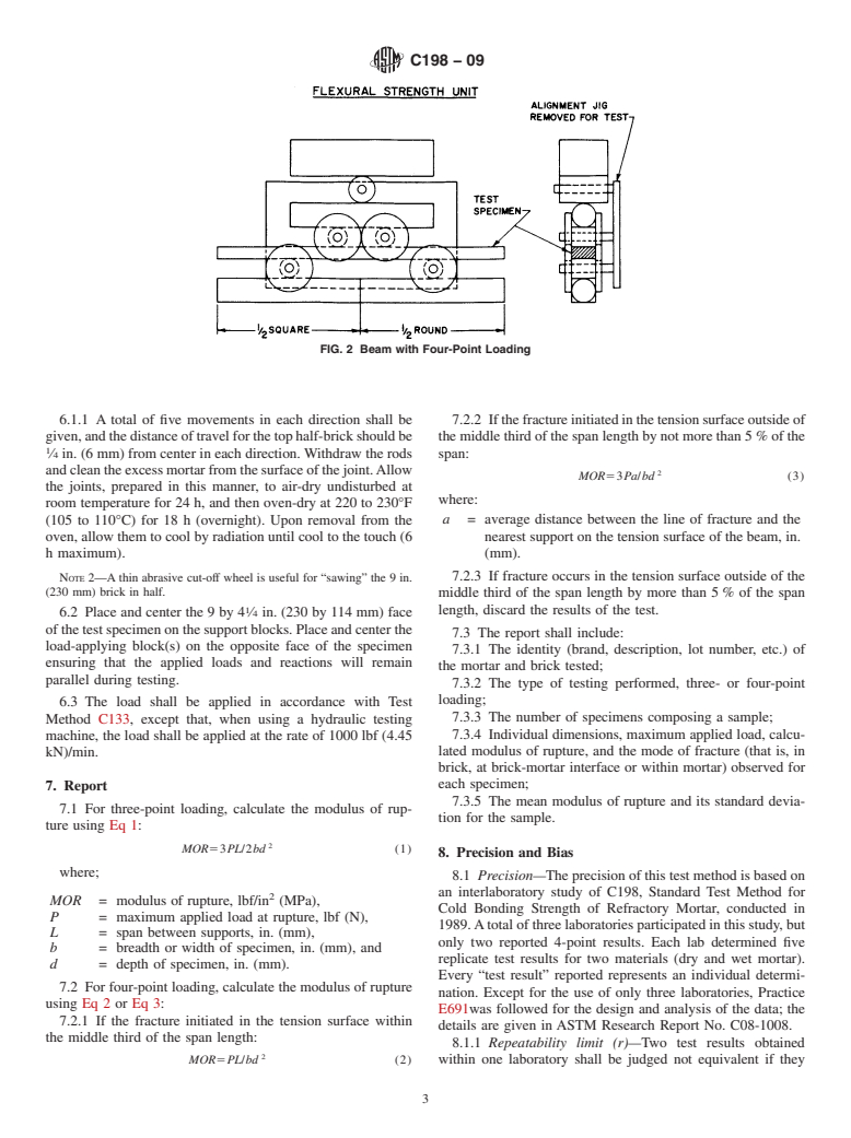 ASTM C198-09 - Standard Test Method for Cold Bonding Strength of Refractory Mortar