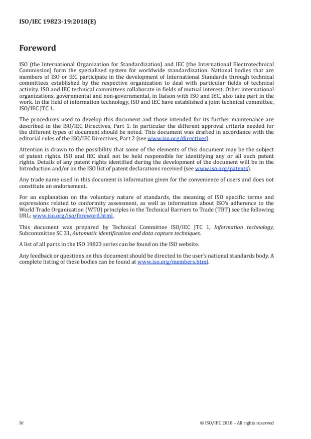 ISO/IEC 19823-19:2018 ISO/IEC 19823-19:2018 - Information technology -- Conformance test methods for security service crypto suites - Page 4 preview