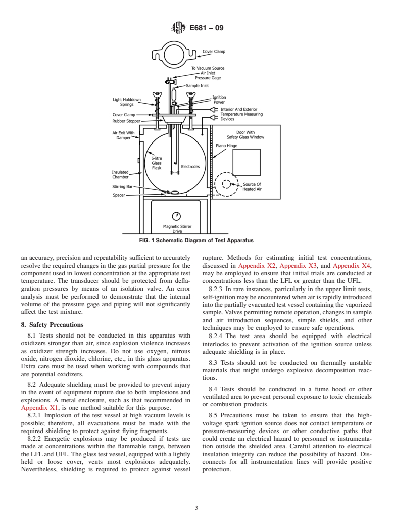 ASTM E681-09 - Standard Test Method for Concentration Limits of Flammability of Chemicals (Vapors and Gases)