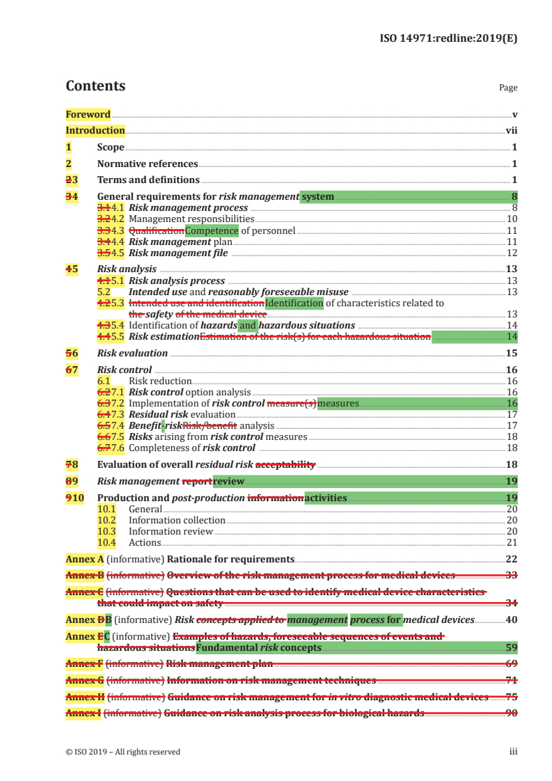 REDLINE ISO 14971:2019 - Medical devices — Application of risk management to medical devices
Released:12/10/2019