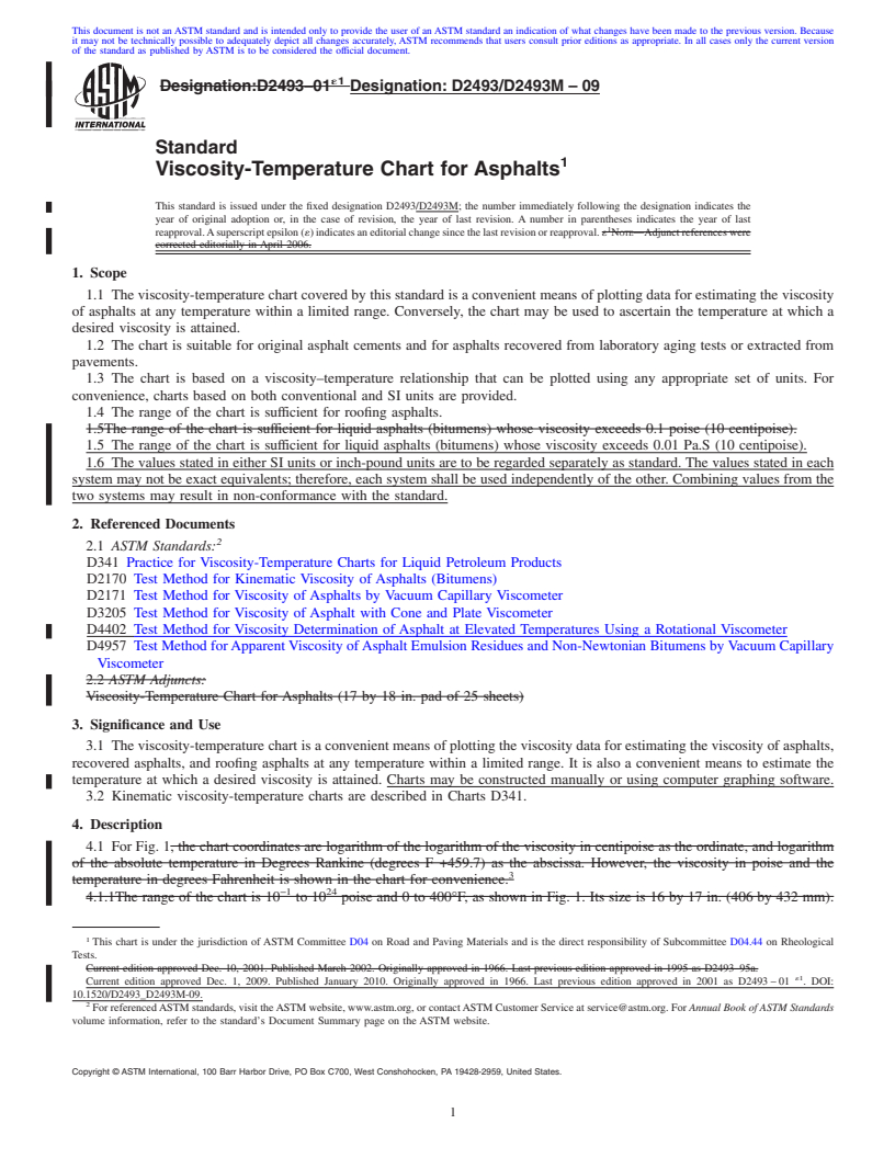REDLINE ASTM D2493/D2493M-09 - Standard Viscosity-Temperature Chart for Asphalts