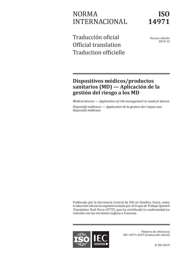 ISO 14971:2019 - Medical devices -- Application of risk management to medical devices
