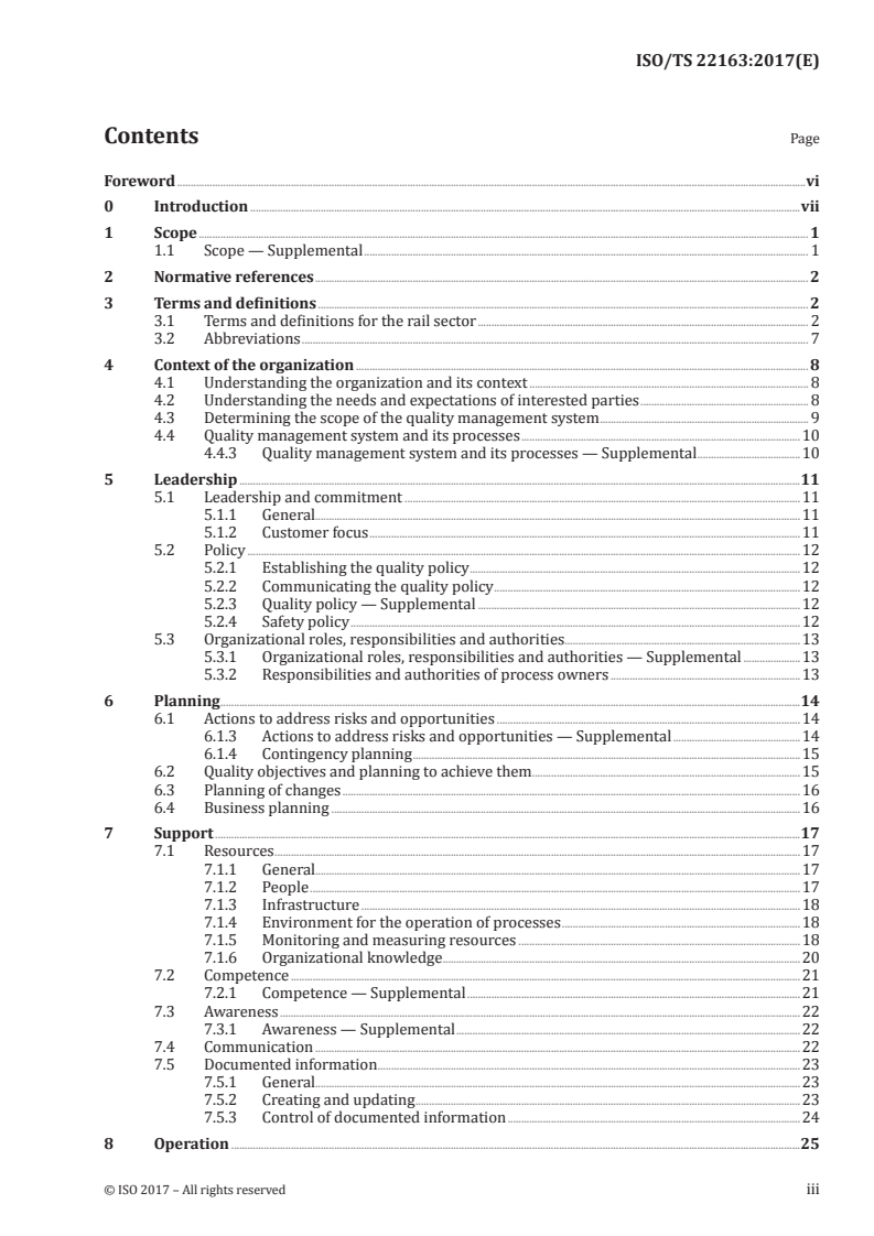 ISO/TS 22163:2017 - Railway applications — Quality management system — Business management system requirements for rail organizations: ISO 9001:2015 and particular requirements for application in the rail sector
Released:5/23/2017