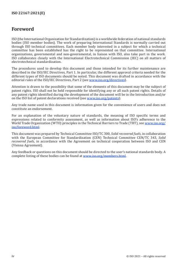 ISO 22167:2021 ISO 22167:2021 - Solid recovered fuels -- Determination of content of volatile matter - Page 4 preview