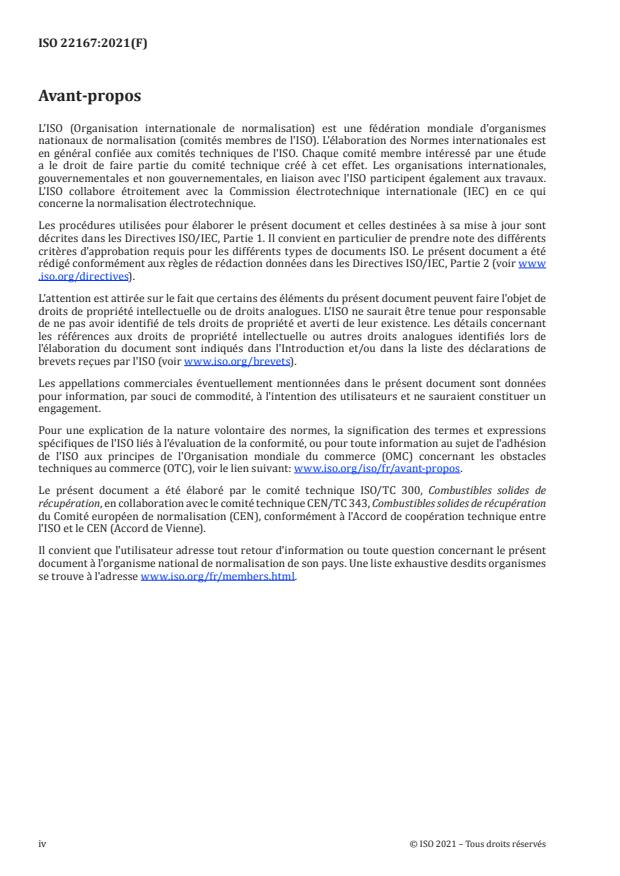ISO 22167:2021 ISO 22167:2021 - Combustibles solides de récupération -- Détermination de la teneur en composés volatils - Page 4 preview