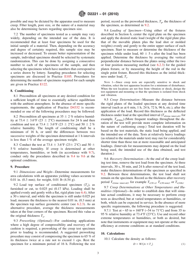 ASTM D2221-01(2010) - Standard Test Method for Creep Properties of Package Cushioning Materials