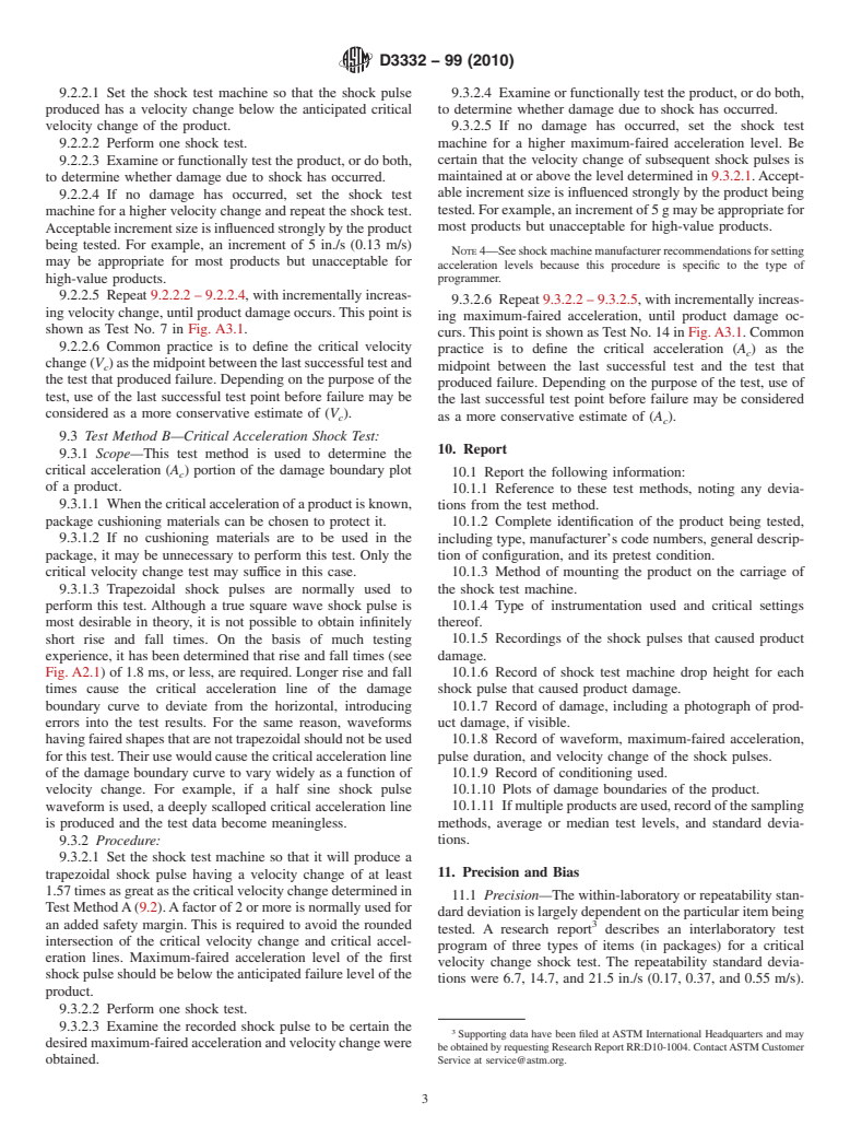 ASTM D3332-99(2010) - Standard Test Methods for Mechanical-Shock Fragility of Products, Using Shock Machines