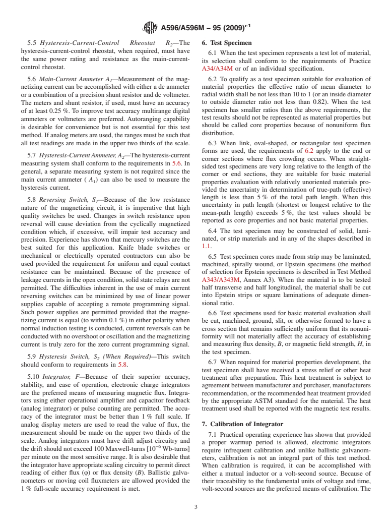 ASTM A596/A596M-95(2009)e1 - Standard Test Method for Direct-Current Magnetic Properties of Materials Using the Ballistic Method and Ring Specimens