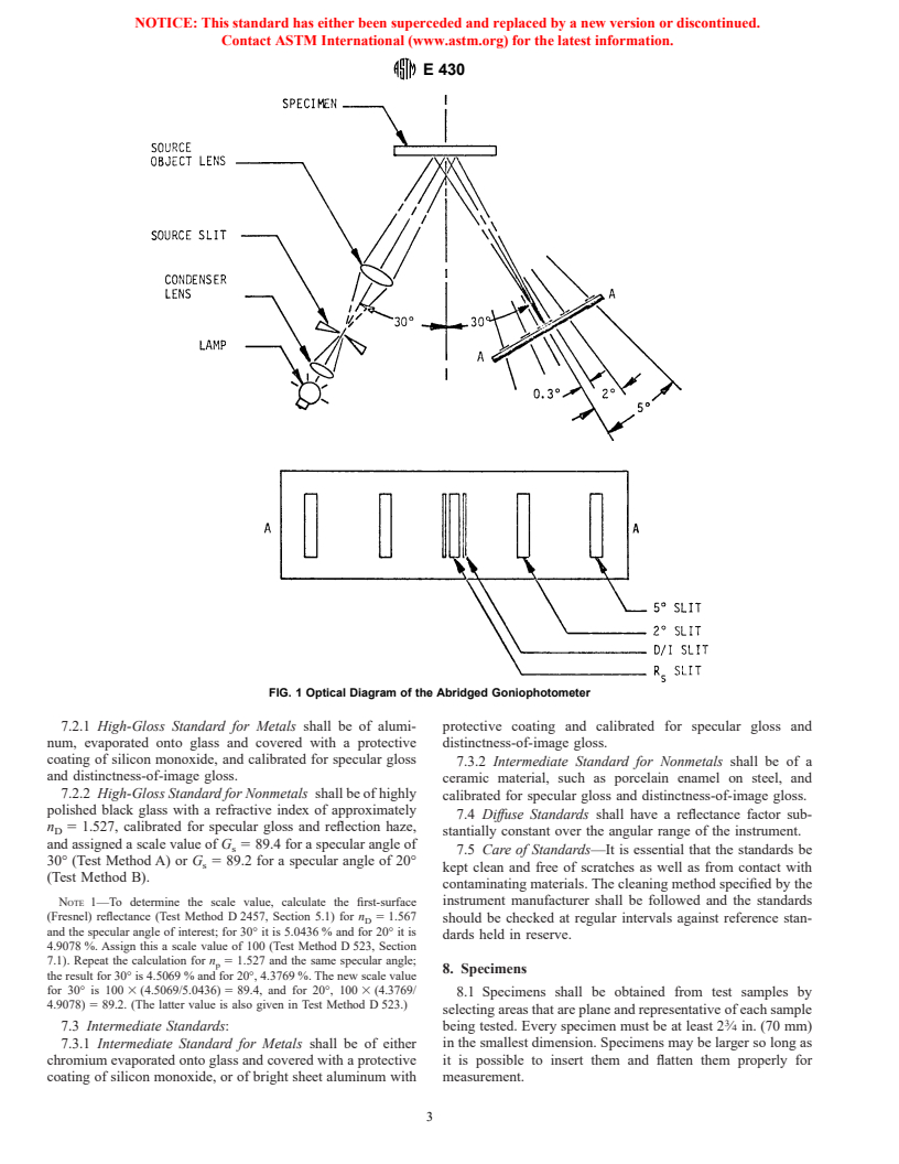 ASTM E430-97 - Standard Test Methods for Measurement of Gloss of High-Gloss Surfaces by Goniophotometry