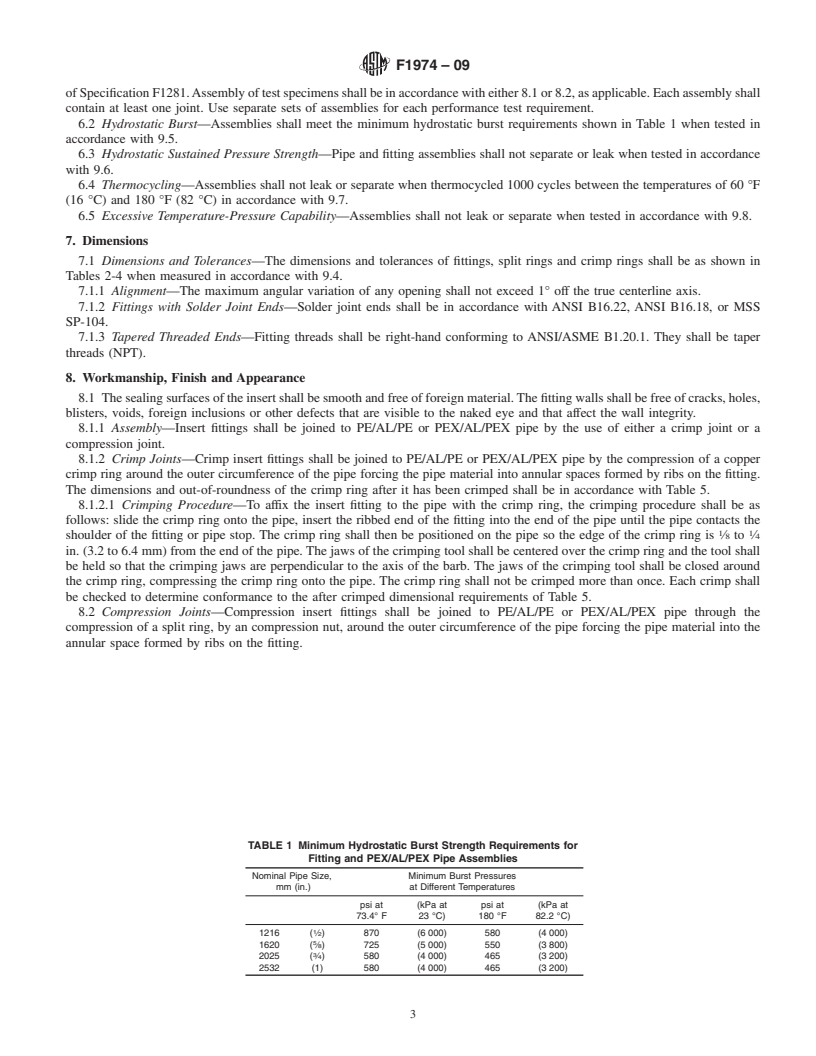 REDLINE ASTM F1974-09 - Standard Specification for Metal Insert Fittings for Polyethylene/Aluminum/Polyethylene and Crosslinked Polyethylene/Aluminum/Crosslinked Polyethylene Composite Pressure Pipe