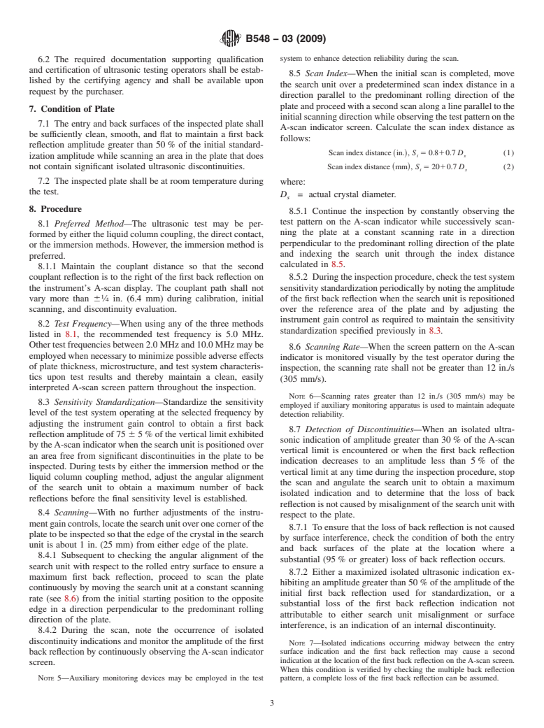 ASTM B548-03(2009) - Standard Test Method for Ultrasonic Inspection of Aluminum-Alloy Plate for Pressure Vessels