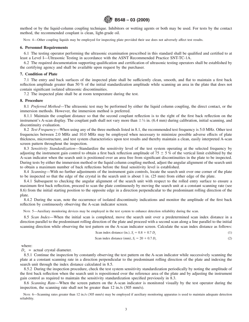 REDLINE ASTM B548-03(2009) - Standard Test Method for Ultrasonic Inspection of Aluminum-Alloy Plate for Pressure Vessels