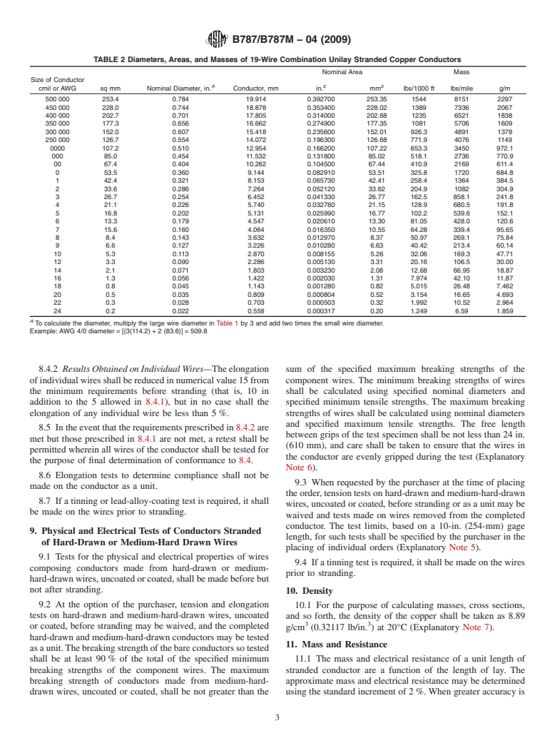 ASTM B787/B787M-04(2009) - Standard Specification for 19 Wire Combination Unilay-Stranded Copper Conductors for Subsequent Insulation