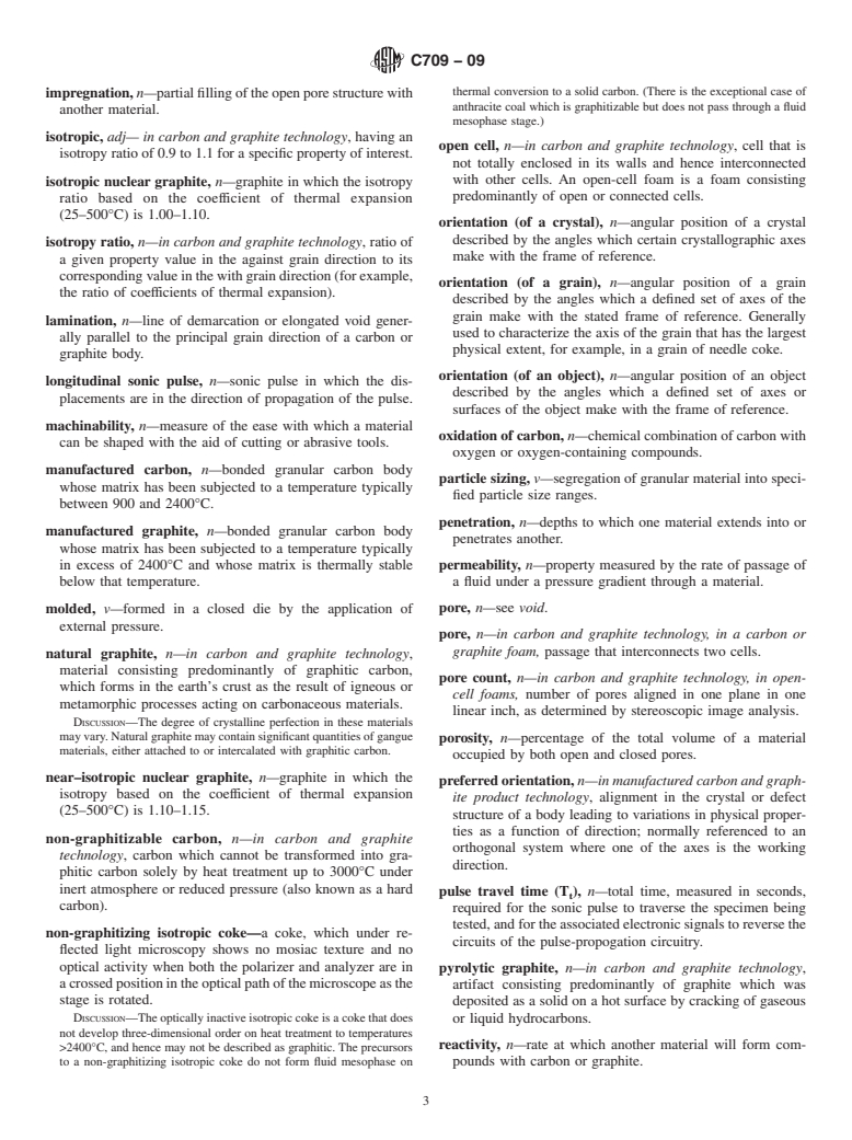 ASTM C709-09 - Standard Terminology Relating to Manufactured Carbon and Graphite (Withdrawn 2017)