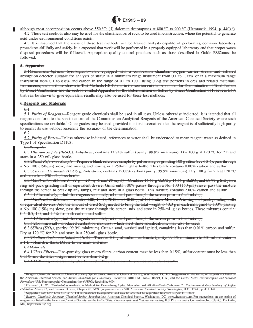 REDLINE ASTM E1915-09 - Standard Test Methods for Analysis of Metal Bearing Ores and Related Materials for Carbon,  Sulfur, and Acid-Base Characteristics